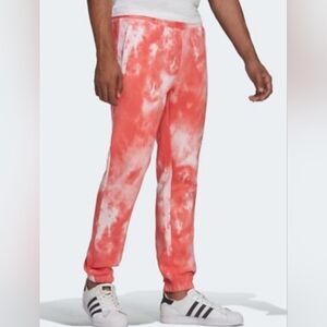 adidas Men's Coral and White Tie-Dye Joggers